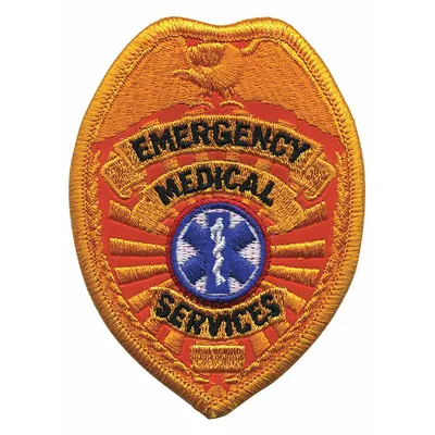 HEROS PRIDE Embroidered Patch: Emergency Medical Services, 2 1/2 in x 3 1/2 in, Gold - Embroidered Badges