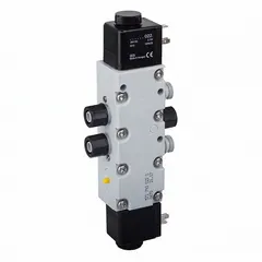 AVENTICS Solenoid Air Control Valve: Series 740, Double Solenoid, 110V AC, Five-Way / Two-Position (MPN R432016659). Key specifications — attr1077765: R432016659; attr1077795: Internal Pilot; attr1077808: Non-Locking; attr1077815: Solenoid Air Control Valve; attr1077817: Detent; attr1077796: Normally Open/Normally Closed.