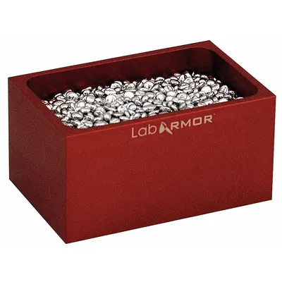 LAB ARMOR Double Red Bead Block: Aluminum, 6 in Overall Wd, 3 3/4 in Overall Lg - Dry Bath Blocks