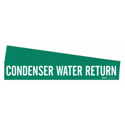 BRADY Pipe Marker: Condenser Water Return, Green, White, Fits 2 1/2 to 7 7/8 in Pipe O.D. - Condenser Water Return Adhesive Pipe Markers