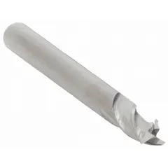 Carbide square end mill with 1/32" cutting diameter, 5/64" length of cut, and 1-1/2" overall length. Three-flute design for general-purpose milling of slots, pockets, and contours in metal and composite materials.