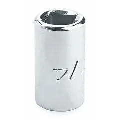 Chrome, standard-length socket with 1/2" drive and 3/8" 8-point opening. Used for turning square fasteners in general industrial maintenance and repair tasks.