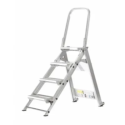 XTEND + CLIMB Step Stool: 4 Steps, 4.9 ft Overall Ht, 375 lb Load Cap, Aluminum - Folding Step Stools