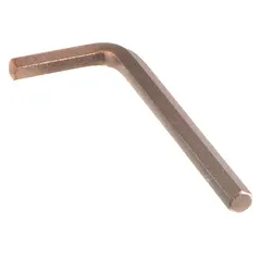 Non-sparking hex key made of beryllium copper, designed for use in environments where ignition risk exists. Features a 2.5 mm metric tip size, short length, L-shape with two tips, and unfinished finish. Suitable for turning hex socket screws in hazardous locations.