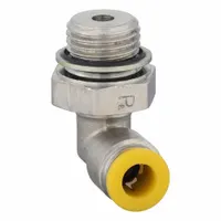 PARKER Push-Fit Elbow Fitting: 6 mm OD x 1/4 mm Pipe Size, Push-to-Connect x BSPP, Brass, Silver (MPN 169PLP-6M-4G)