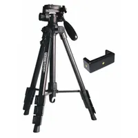 REED INSTRUMENTS Tripod: Folding, 1 11/16 ft – 4 11/16 ft, Flat Head, Case/Instrument Adapter (MPN R1500)