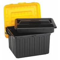 DURABILT Attached Lid Tote: 32.2 gal, 23 5/8 in x 19 in x 14 5/8 in, Black Body, Yellow Lid, Plastic (MPN 0441GRBKYL.02)