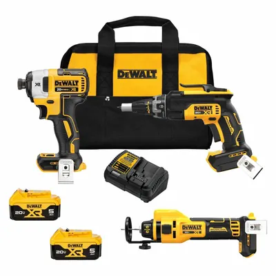 DEWALT Cordless Tool Combination Kit: 3 Tools, 20 V DC Volt, Battery Included - DEWALT 20V Cordless Tool Combination Kits