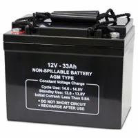 APPROVED VENDOR Sealed Lead Acid Battery: 12V DC, 33 Ah Capacity, 6.26 in Ht, 5.16 in Wd, 7.75 in Dp