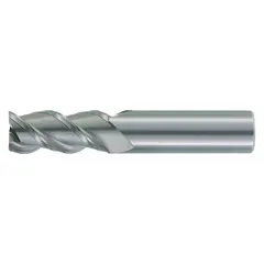 Carbide square end mill with TiCN coating and 3-flute geometry for machining aluminum and non-ferrous materials. Features 1" mill diameter, 2-1/4" length of cut, and 5" overall length. Used in slotting, profiling, and contouring operations.