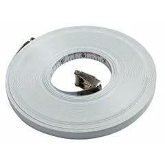 SAE steel replacement blade for open-reel long tape measures, 100 ft length with inch graduations. Features a nonmagnetic single hook tip for hook-end attachment. Used in construction, surveying, and industrial layout for linear measurement.