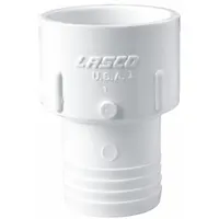 Pipe Adapter: Schedule 40, PVC, 3/4 in x 3/4 in Size, Socket x Barbed, Female x Male, White, 140°F (MPN 474007)
