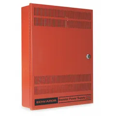 Power booster for fire alarm notification appliance circuits, rated 10 A. Housed in a 17 in high by 13 in wide enclosure. FM approved. Used to extend the reach or increase the load capacity of horns, strobes, and speakers in fire alarm systems.