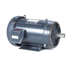 This 10 hp, 3-phase AC motor features a C-face with rigid base mounting and a totally enclosed fan-cooled (TEFC) enclosure. It operates at 3518 RPM at 60 Hz with a full load current of 23.6/11.8 A at 230/460V AC. Suitable for industrial applications such as pumps, fans, conveyors, and compressors.