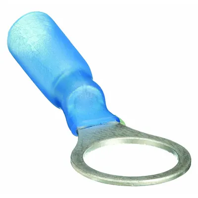 OEM Ring Terminal: Blue, Heat Shrink Insulation, 3/8 in Stud Size - Insulated Ring Terminals with Heat Shrink