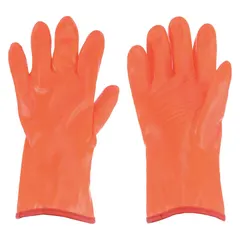 PVC rubber cold-condition insulated gloves with a PVC coating and gauntlet cuff. Size L, white/orange color. Sold as 1 pair. Suitable for material handling, general maintenance, and outdoor work requiring cold resistance and dexterity.