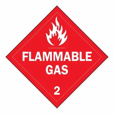 BRADY Container Placard: Flammable Gas, 10 3/4 in x 10 3/4 in, 10 3/4 in Label Ht - Class 2: Gases