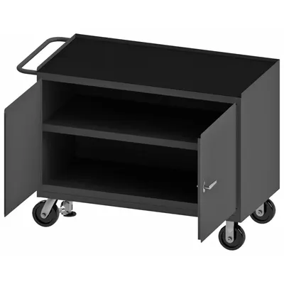DURHAM MFG Mobile Cabinet Workbench: 48 in x 24 in, Rubber, 2,000 lb Overall Load Capacity - Mobile Cabinet Benches with Shelves