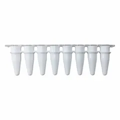 PCR Strip Tubes, 0.2 mL, Polypropylene, White, Conical Bottom, with Optical Strip Caps