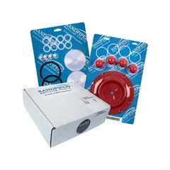 This fluid end repair kit is designed for rebuilding the wetted end of 1-inch SANDPIPER air-operated double-diaphragm pumps. It includes PTFE components to replace worn seals, gaskets, and diaphragms, restoring pump performance in applications such as chemical transfer, food processing, and wastewater handling.