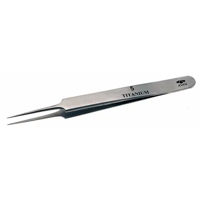 AVEN Tweezers: Titanium, Point, Relieved Tip - Solder-Resistant Titanium Tweezers