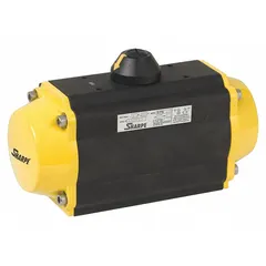 Double-acting pneumatic valve actuator with anodized aluminum housing and ISO F04 mount. Delivers 96 in-lb torque at 80 psi. Suitable for automating quarter-turn valves in industrial flow control and process applications.