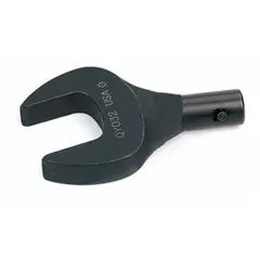 Interchangeable open end torque wrench head for Y-shank torque wrenches. Metric 18 mm opening size. Allows precise torque application in confined spaces where standard ratchet heads cannot fit.