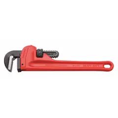 Straight pipe wrench with serrated steel jaws for gripping and turning pipes, fittings, and round stock. Overall length 25 cm, jaw capacity 1 1/2 in. Suitable for plumbing, HVAC, and maintenance tasks.