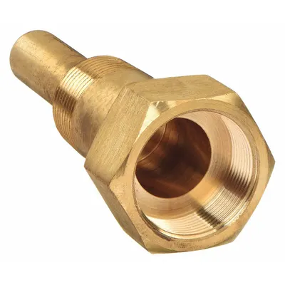 WINTERS Threaded Thermowell: Brass, For 3 1/2 in Stem Lg, 1 3/4 in Insertion Lg - Stepped-Shank Threaded Thermowells