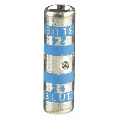 THOMAS & BETTS Open Barrel Splice: 6 AWG Wire Size, Blue Code, 1 in, Copper Barrel - Crimped Butt Splice Compression Connectors