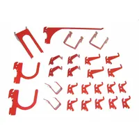 WALL CONTROL Slotted Toolboard Hook Kit: 20 Hooks, Red, Steel, Powder Coated (MPN 35-K-DLXRD)
