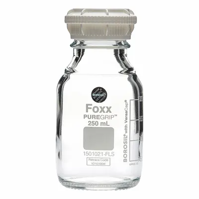FOXX LIFE SCIENCES Glass Media, BOD, & Specialty Lab Bottles - Glass Lab Media Bottles: 500 mL
