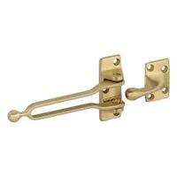 Swing bar door guard for interior doors, allowing occupants to view visitors before opening. Measures 1 13/16 in height, 1 1/16 in width, and 5 3/8 in length. Commonly used in hospitality settings to enhance guest room security