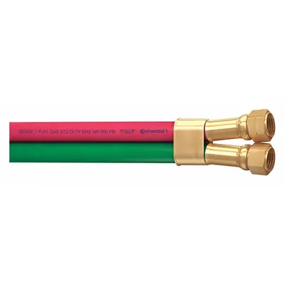CONTINENTAL Twin Line Welding Hose: 3/16 in Hose Inside Dia., Green/Red, F Crimp x F Crimp - Grade T Twin-Line Welding Hose Assemblies