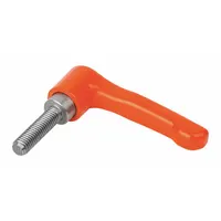 KIPP Adjustable Handle: Zinc w/ SS Thread, 1/4"-20 Thread, 30 mm Thread Lg, 65 mm Lg, Orange (MPN K0738.2A22X30)
