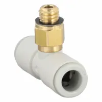 SMC Push-Fit Tee Fitting: 6 mm OD x 6 mm OD x 6 mm Pipe x 6 mm OD Size, 29 mm Overall Lg, White (MPN KQ2T06-M6A)