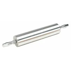 Aluminum rolling pin with an 18-inch barrel length and 26-inch overall length. Used in commercial kitchens and bakeries for rolling dough, pastry, and fondant.