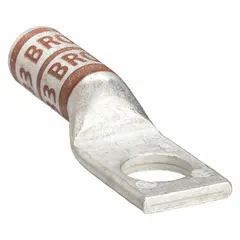 This one-hole compression lug is designed for terminating 2 AWG stranded copper wire. It features a 3/8 in stud size and is constructed from copper for conductivity. The long barrel accommodates wire sizes 2 AWG to 2 AWG. Typical applications include power distribution and control circuits in electrical panels and industrial equipment.