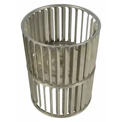 Replacement blower wheel for HVACR fans, used in ventilation and filtration systems to move air through ducts and equipment. Suitable for industrial air-handling applications.