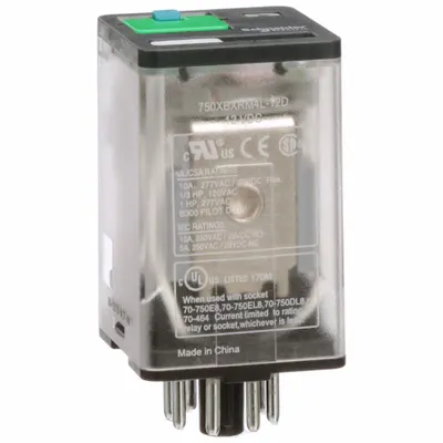 SCHNEIDER General Purpose Relay: Socket Mounted, 10 A Current Rating, 12V DC, DPDT - Socket-Mounted Relays