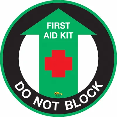 MIGHTY LINE Floor Sign: Vinyl, Adhesive Sign Mounting, 24 in x 24 in x 0.03 in Nominal Sign Size - First Aid Station Floor Signs
