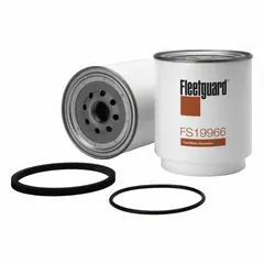 Spin-on fuel/water separator for diesel engines, compatible with Renault vehicles. Removes water and contaminants from fuel to protect injection systems. Overall height 5 11/16 in, outside diameter 4 3/8 in.