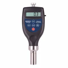 Handheld hardness tester operating on the Shore scale with a ball indenter. Accuracy ±1 HRA. Designed for measuring the hardness of elastomers and other soft materials such as rubber and leather. Suitable for quality control and material testing in manufacturing environments.