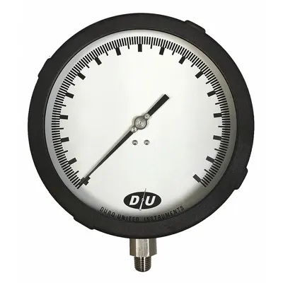 DURO Industrial Pressure Gauge: Back Flange, 0 psi to 300 psi, 6 in Dial, 1/4 in NPT Male - Back-Flange Panel-Mount with Stainless Steel Wetted Parts