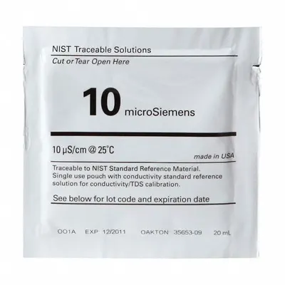 OAKTON Conductivity Calibration Solution: ACS, 20 mL Volume, Liquid, 10 microsiemens - Conductivity Standards