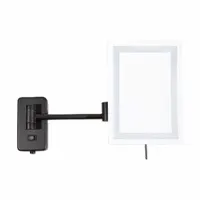 SEE ALL Makeup Mirror: Rectangular, Glass, 13 in Overall Ht, 11 in Overall Wd, 3 in Overall Dp, Wall (MPN HLEDBKSA69D)