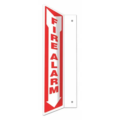 CONDOR Safety Sign: PETG, Mounting Holes Sign Mounting, 24 in x 4 in Nominal Sign Size - L-Shape Projection Fire Alarm Signs