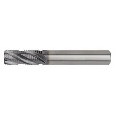 WIDIA HANITA Roughing End Mill: Carbide, AlTiN Coated, 3 Flute, 8 mm Mill Dia, 16 mm LOC - Corner-Chamfer Carbide Roughing End Mills for Steel & Cast Iron