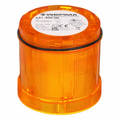 WERMA Tower Light Module: Steady, 120V AC, Amber, 70 mm Overall Dia, 2 5/8 in Overall Ht - Steady Light Modules