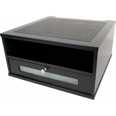 VICTOR Monitor Stand: Black, 6 1/2 in Max Ht, 6 1/2 in Min Ht, 13 3/8 in Overall Wd - Monitor & Laptop Risers
